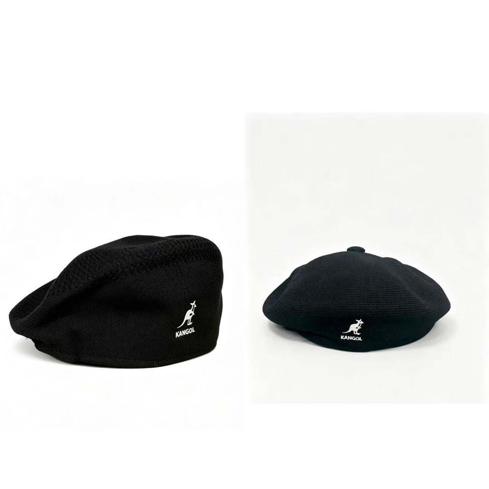 2Pcs Black Kangol Mesh Beret Hat Set Unisex Vintage Breathable Flat Cap